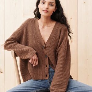 Jenni Kayne cropped cocoon cardigan in nutmeg